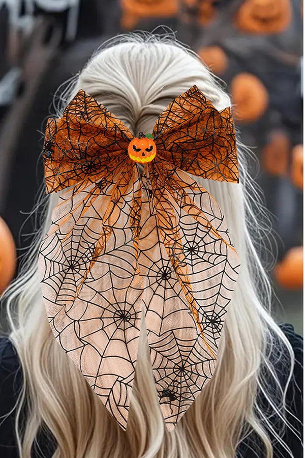 Grande pince à cheveux à nœud en résille d’Halloween — vue du produit