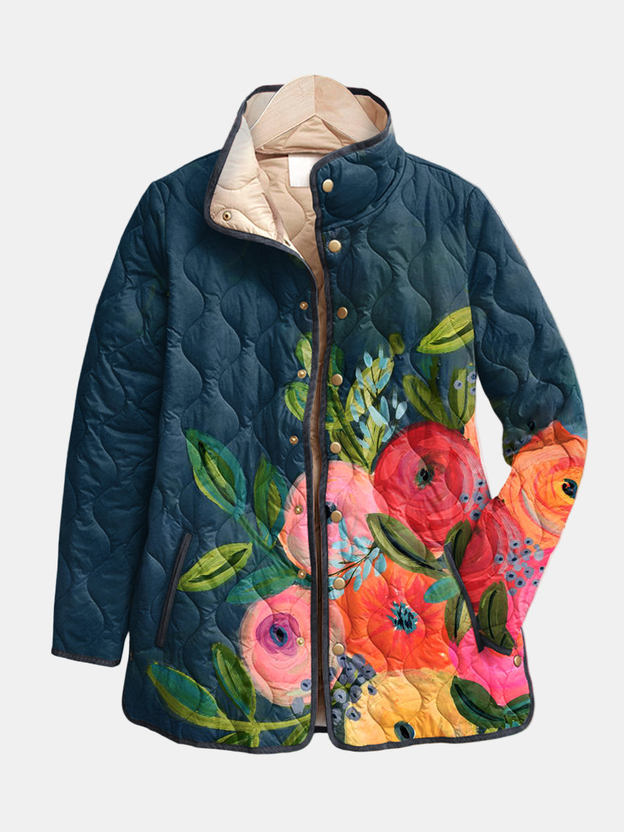 Veste matelassée à imprimé floral rétro — vue 1