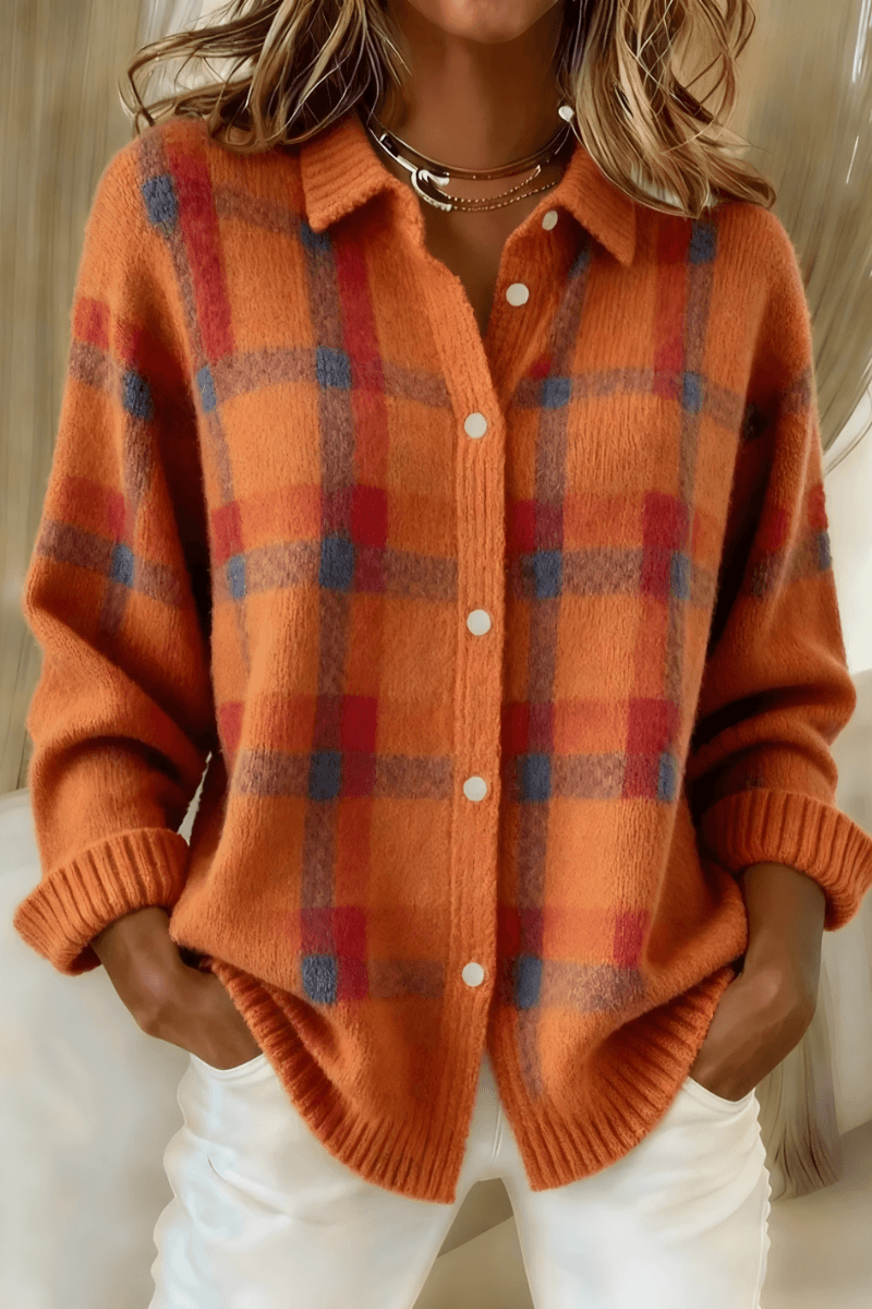 Anna | Cardigan en maille à carreaux — vue 1