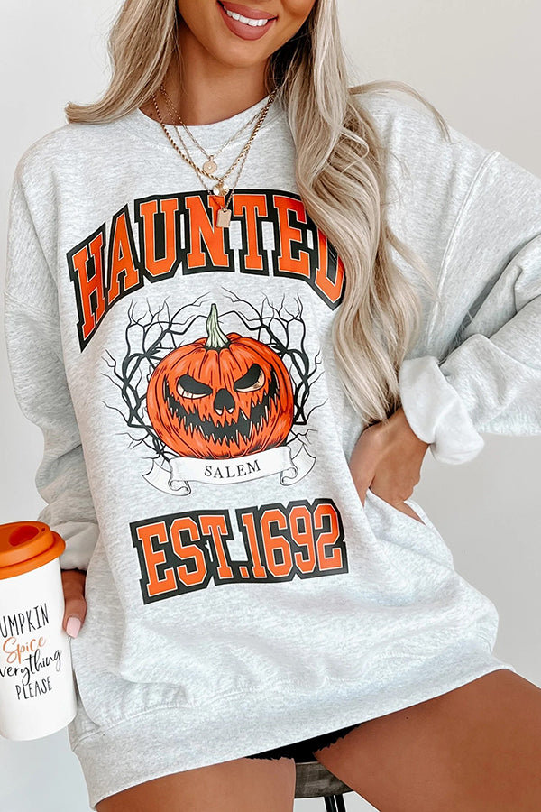 Sweat d’Halloween à citrouille imprimée et col rond — vue 7