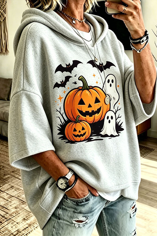 Sweat ample à capuche et motif citrouille d’Halloween — vue du produit