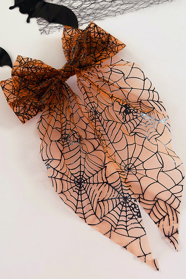 Grande pince à cheveux à nœud en résille d’Halloween — vue du produit
