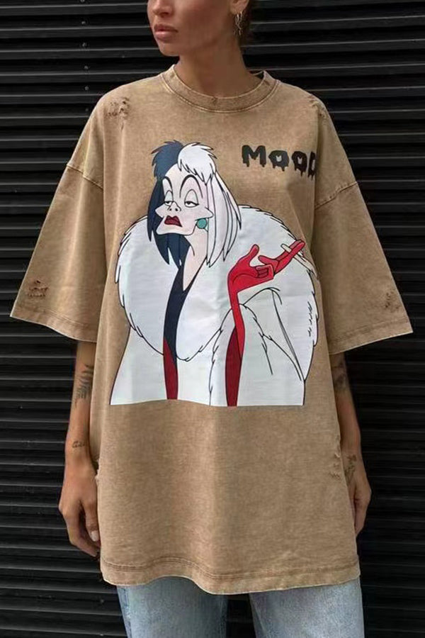 Tee-shirt ample d’Halloween à imprimé d’animation japonaise — vue du produit