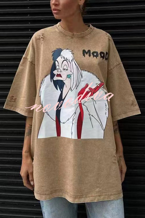 Tee-shirt ample d’Halloween à imprimé d’animation japonaise — vue du produit