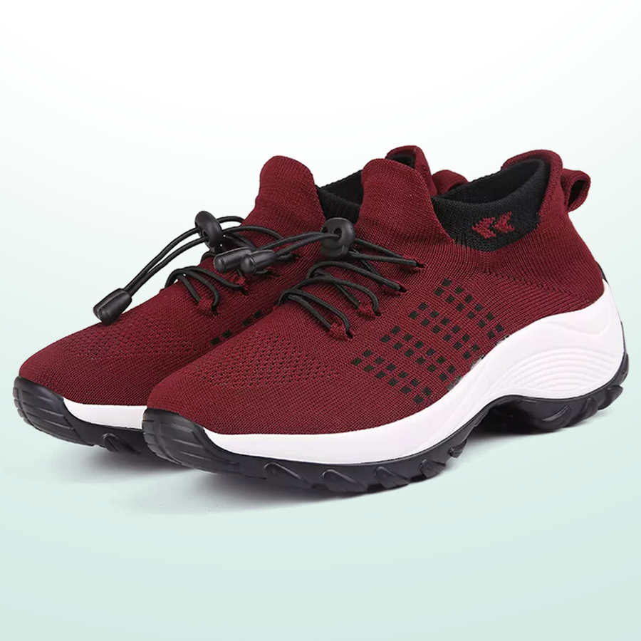 Ambulo | Baskets confortables en maille, noir et rouge — vue 2