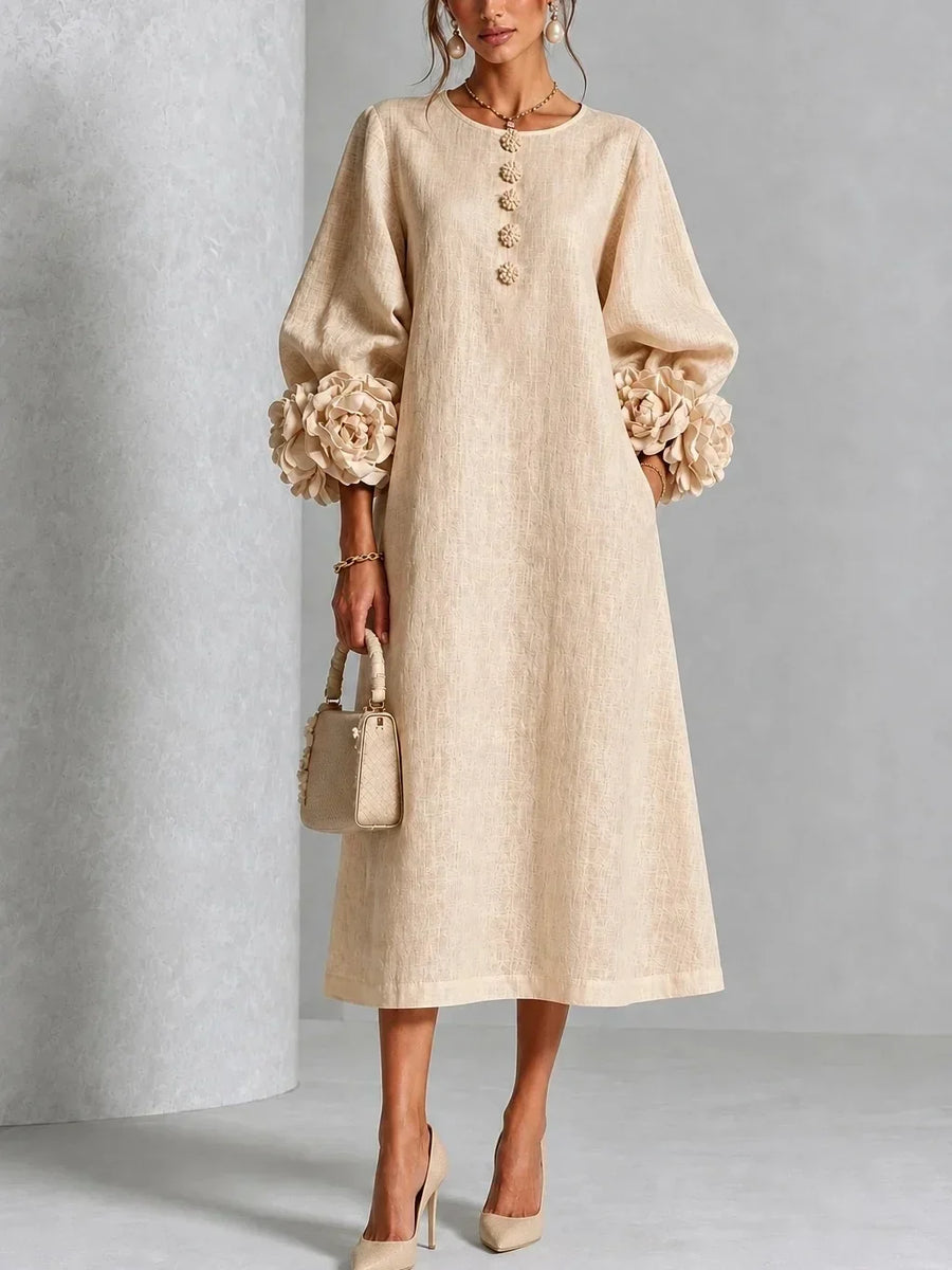 Rosalie | Robe midi à poignets en forme de roses — vue 2