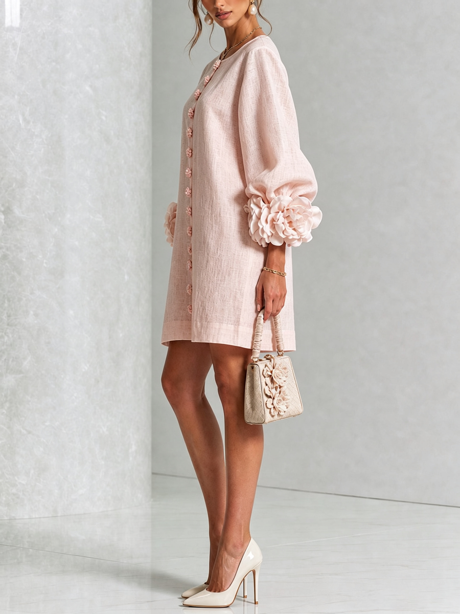 Robe à poignets en forme de roses | Rose chaud — vue 2
