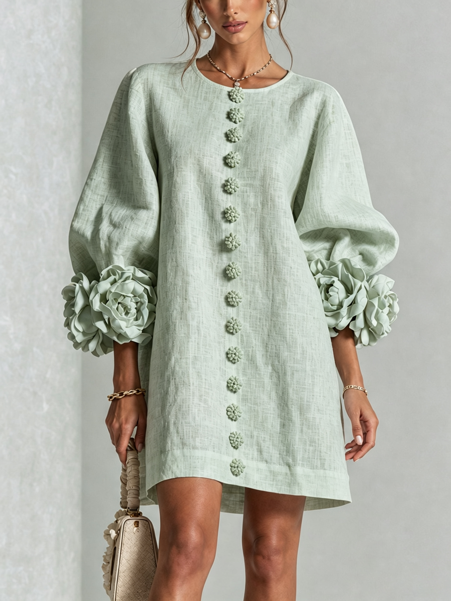 Robe à poignets en forme de roses | Vert sauge — vue 1