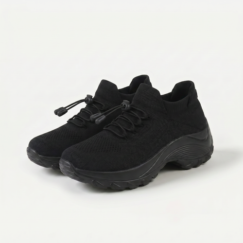 Ambulo | Baskets confortables en maille, noir intégral — vue 1