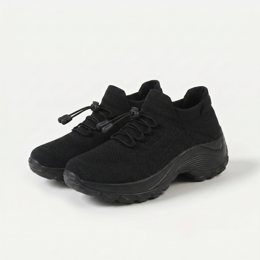 Ambulo | Baskets confortables en maille, noir intégral — vue 1