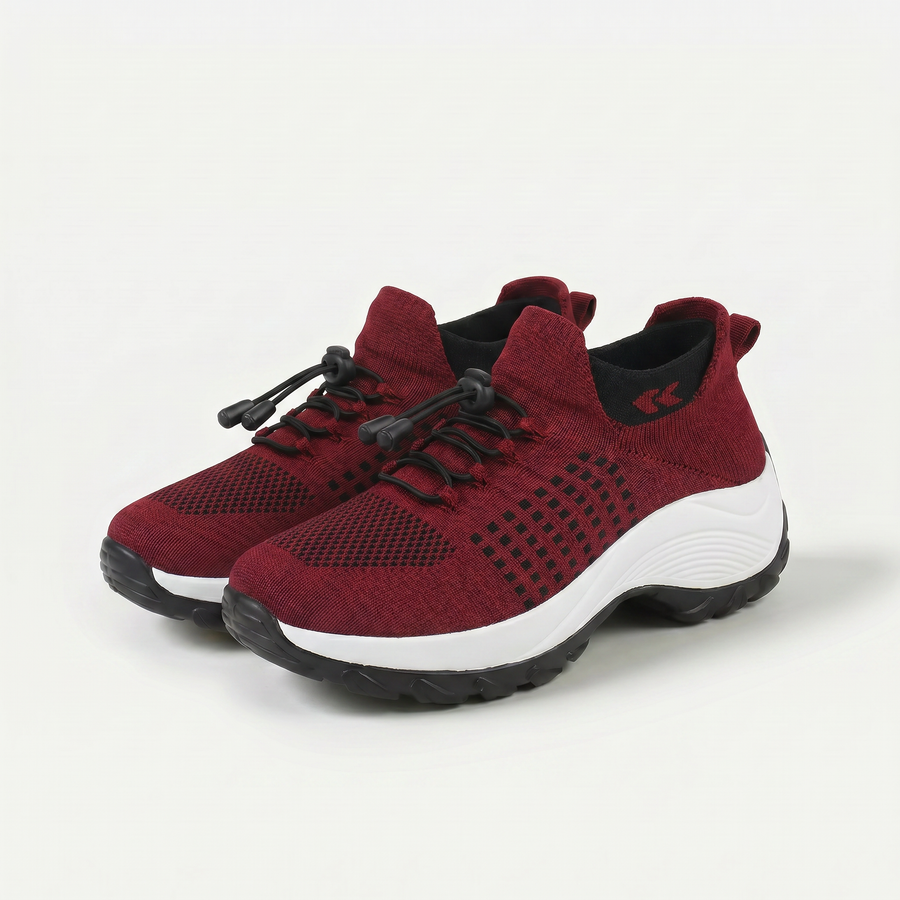 Ambulo | Baskets confortables en maille, noir et rouge — vue 1