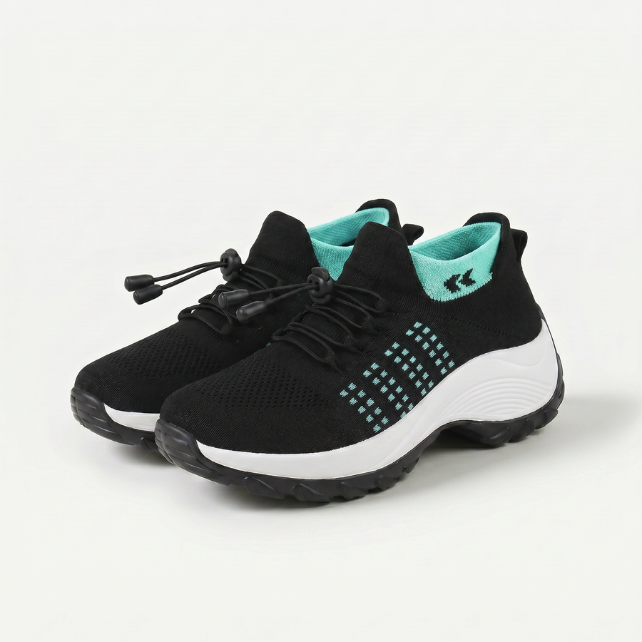 Ambulo | Baskets confortables en maille, vert et noir — vue 1