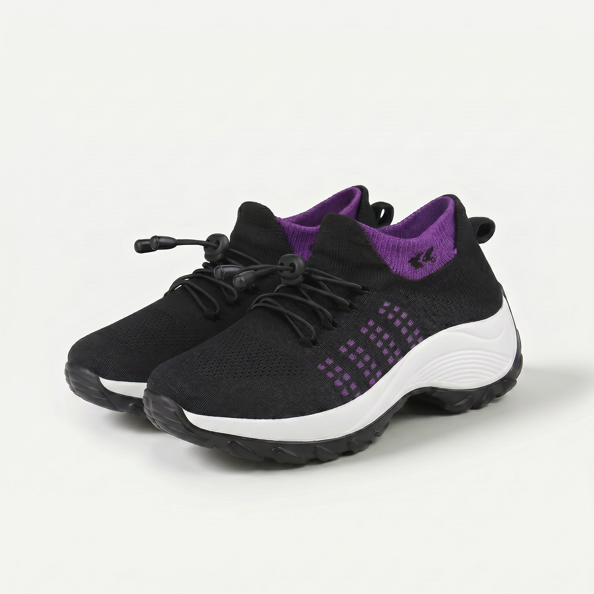 Ambulo | Baskets confortables en maille, violet et noir — vue 1