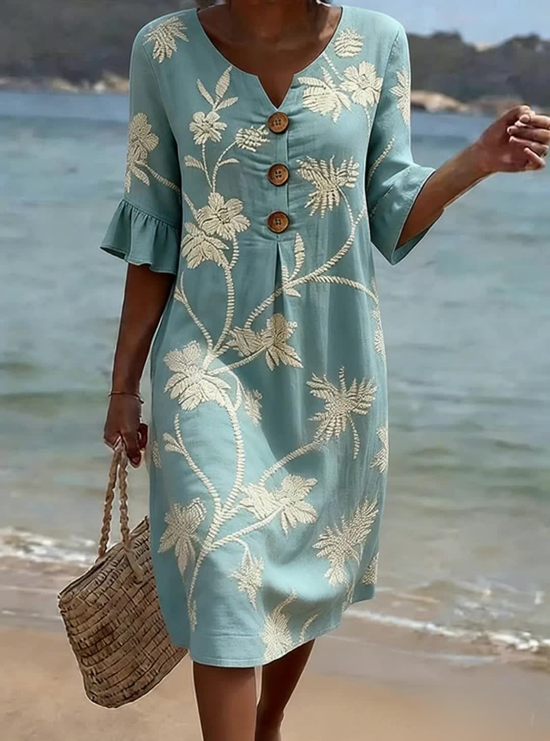 Robe décontractée à imprimé floral — vue 1