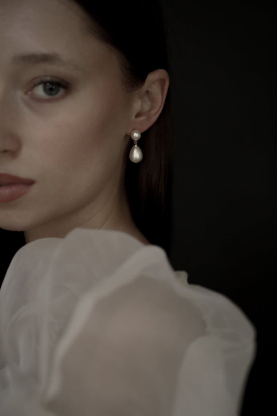 Boucles d’oreilles à double perle pendante — vue 2