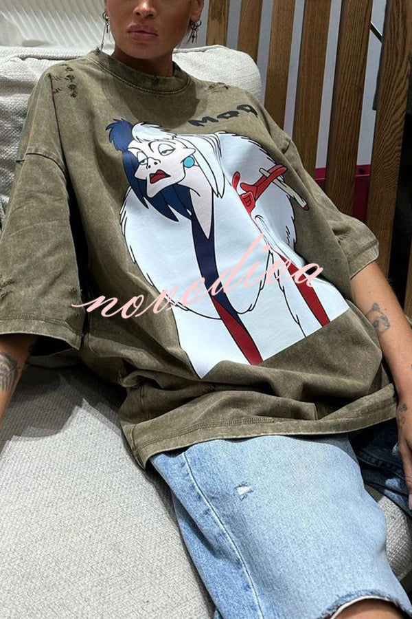 Tee-shirt ample d’Halloween à imprimé d’animation japonaise — vue du produit