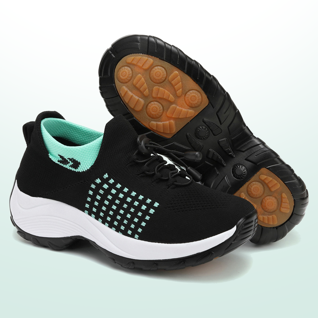 Ambulo | Baskets confortables en maille, vert et noir — vue 4