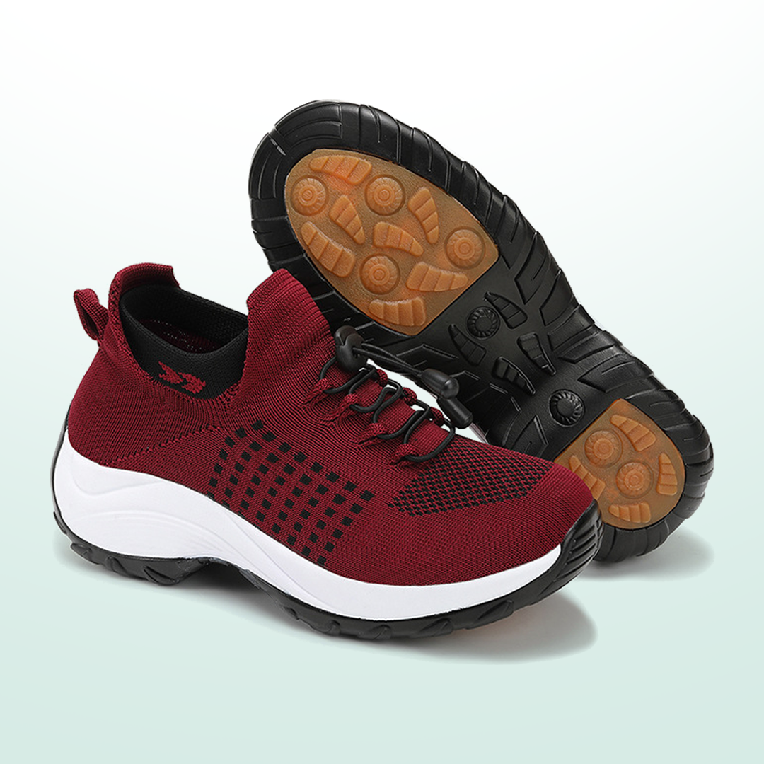 Ambulo | Baskets confortables en maille, noir et rouge — vue 3