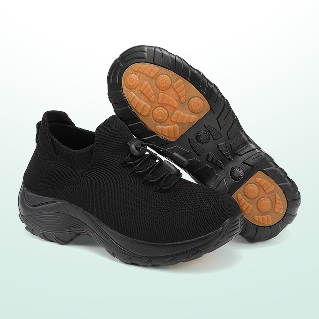 Ambulo | Baskets confortables en maille, noir intégral — vue 2