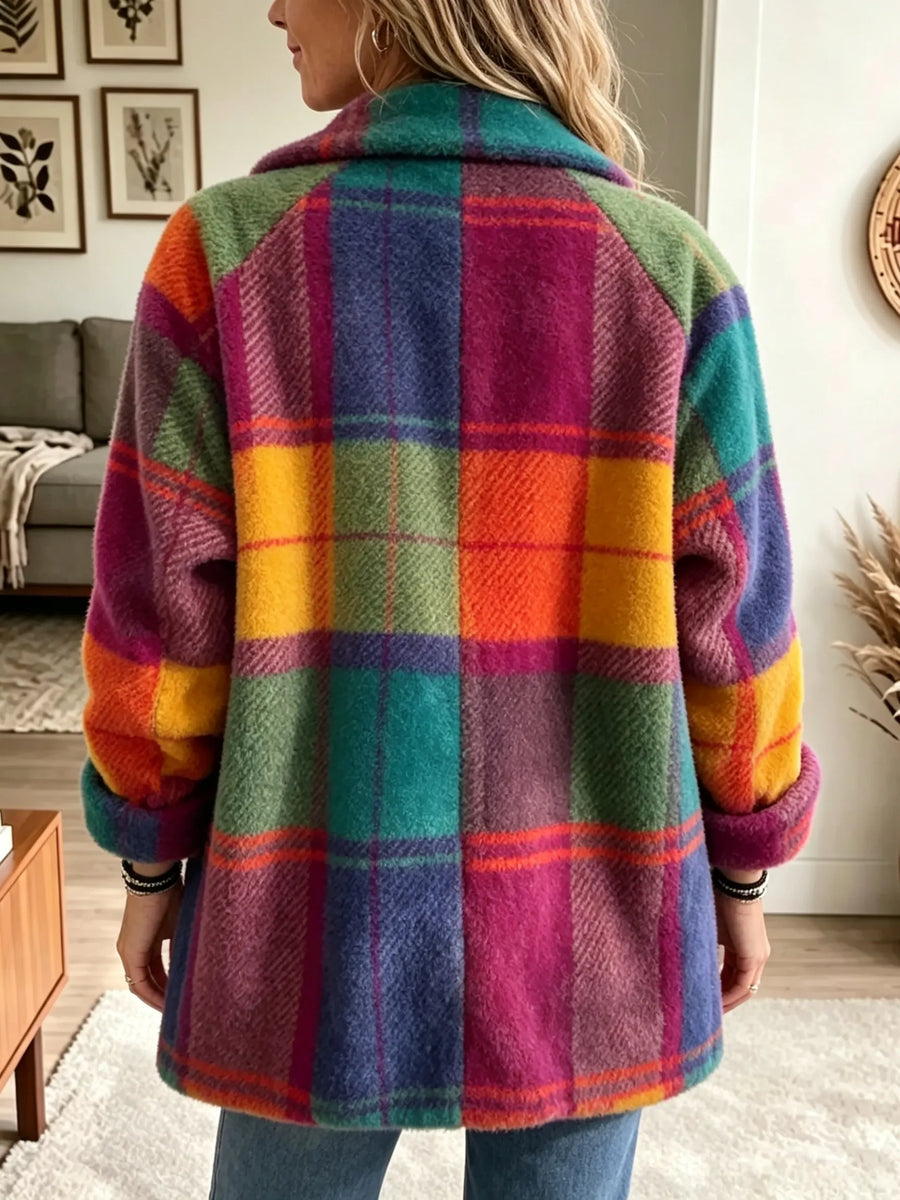 Manteau femme à carreaux multicolores — vue 2